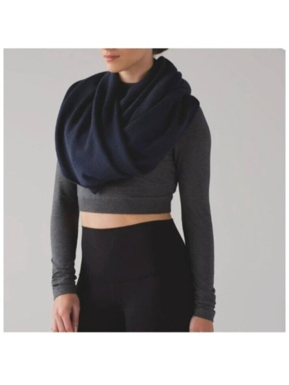 lululemon Sweater Womens OS Blue After Asana Shrug Cardigan Poncho Yoga Boolux
